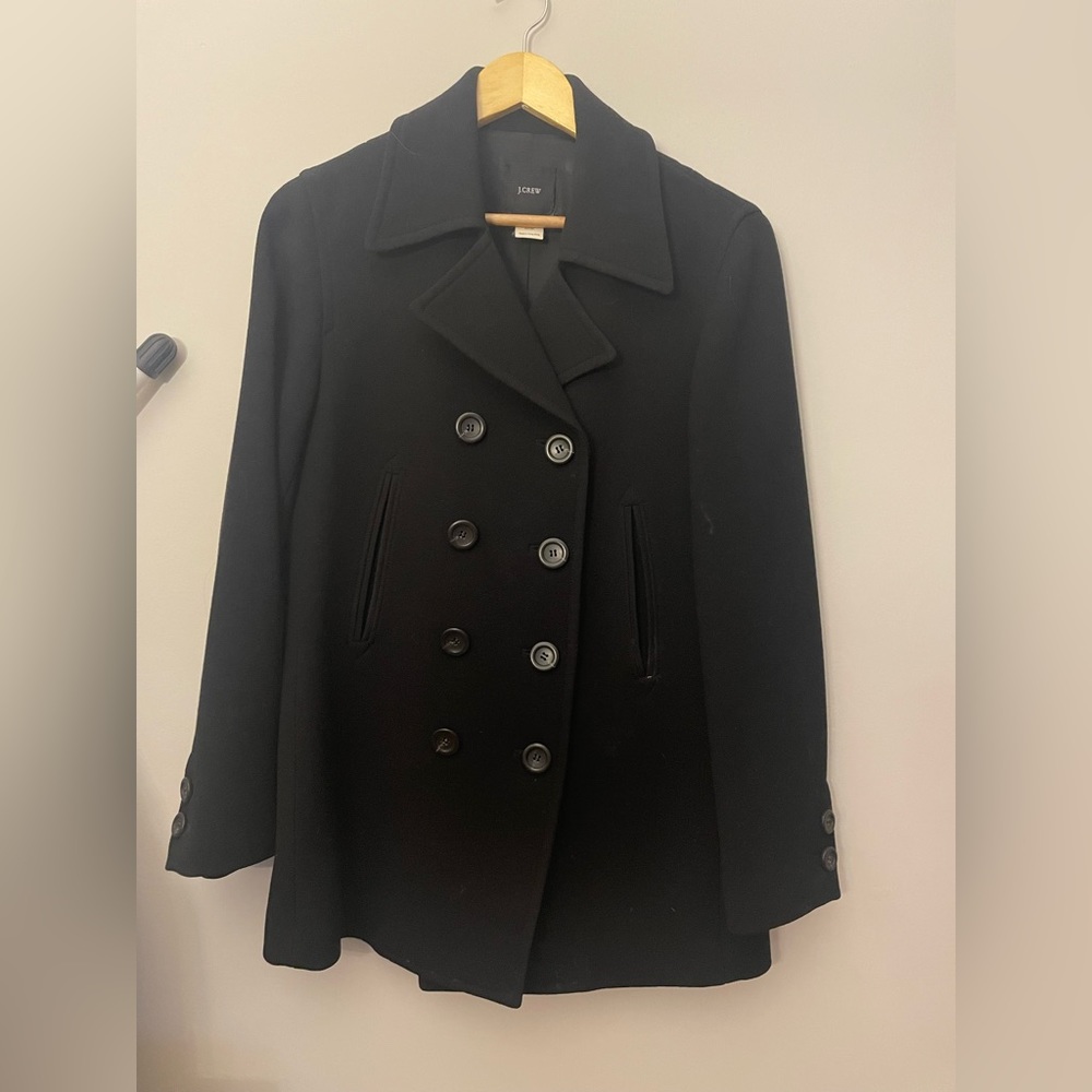 J Crew black wool pea coat